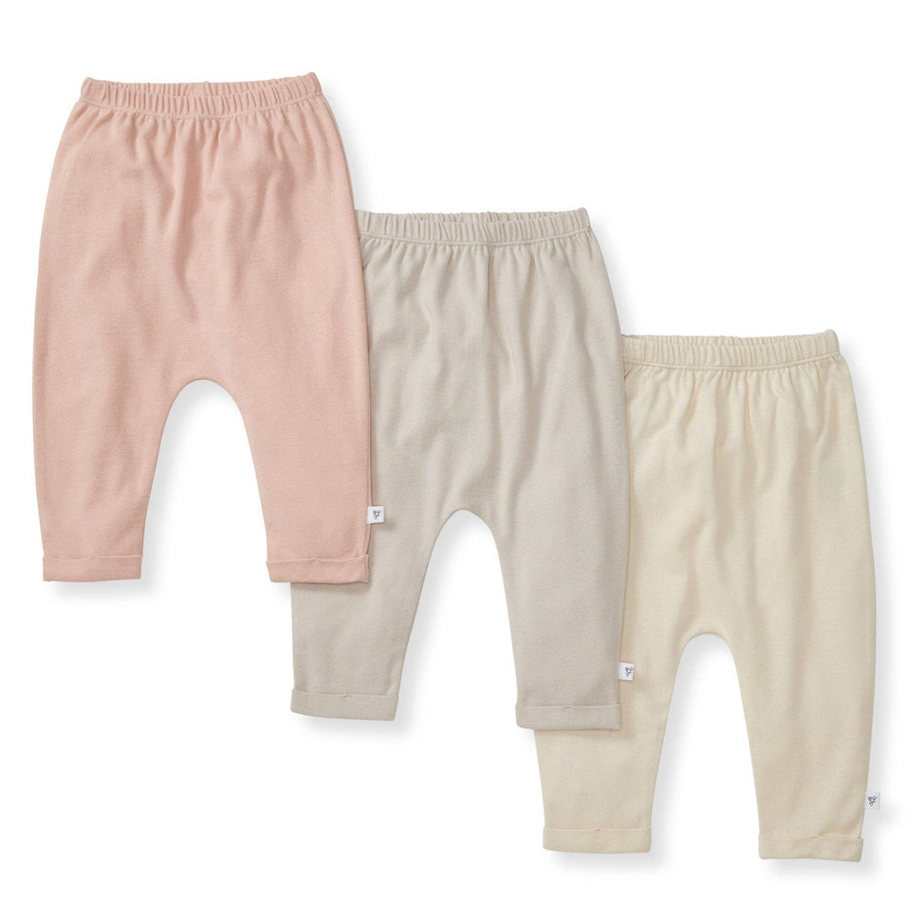 Solid Organic Cotton Baby Pants 3 Pack - Pink Sand