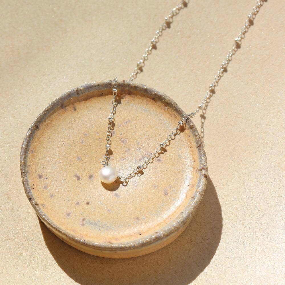 Beaded Pearl Necklace in 14k Gold Fill or Sterling Silver 