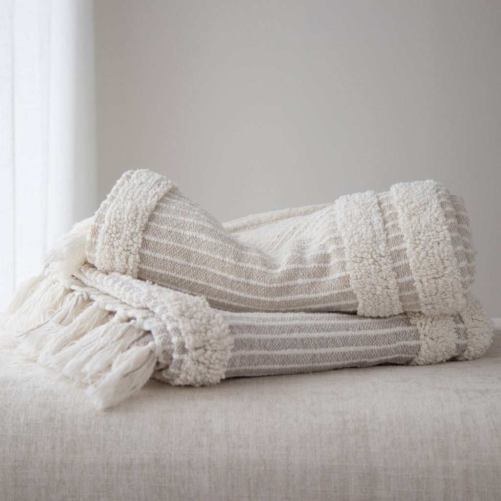Blake Cotton Striped Throw Blanket – Cozy, Textured, Soft