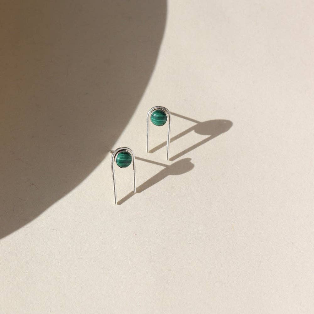 Arc Studs with Malachite