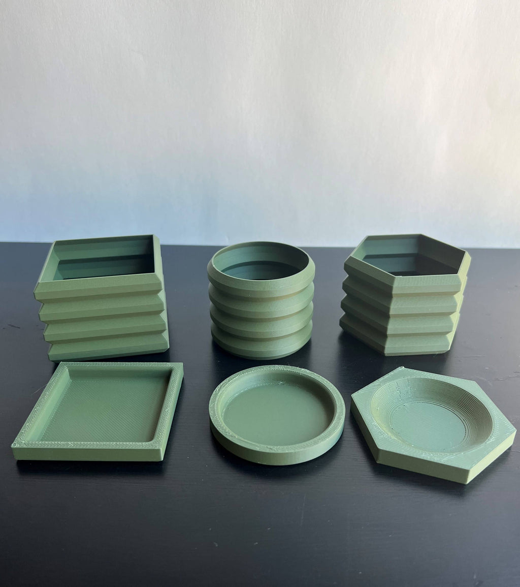 Set of Succulent Planters | Olive Green | 2"