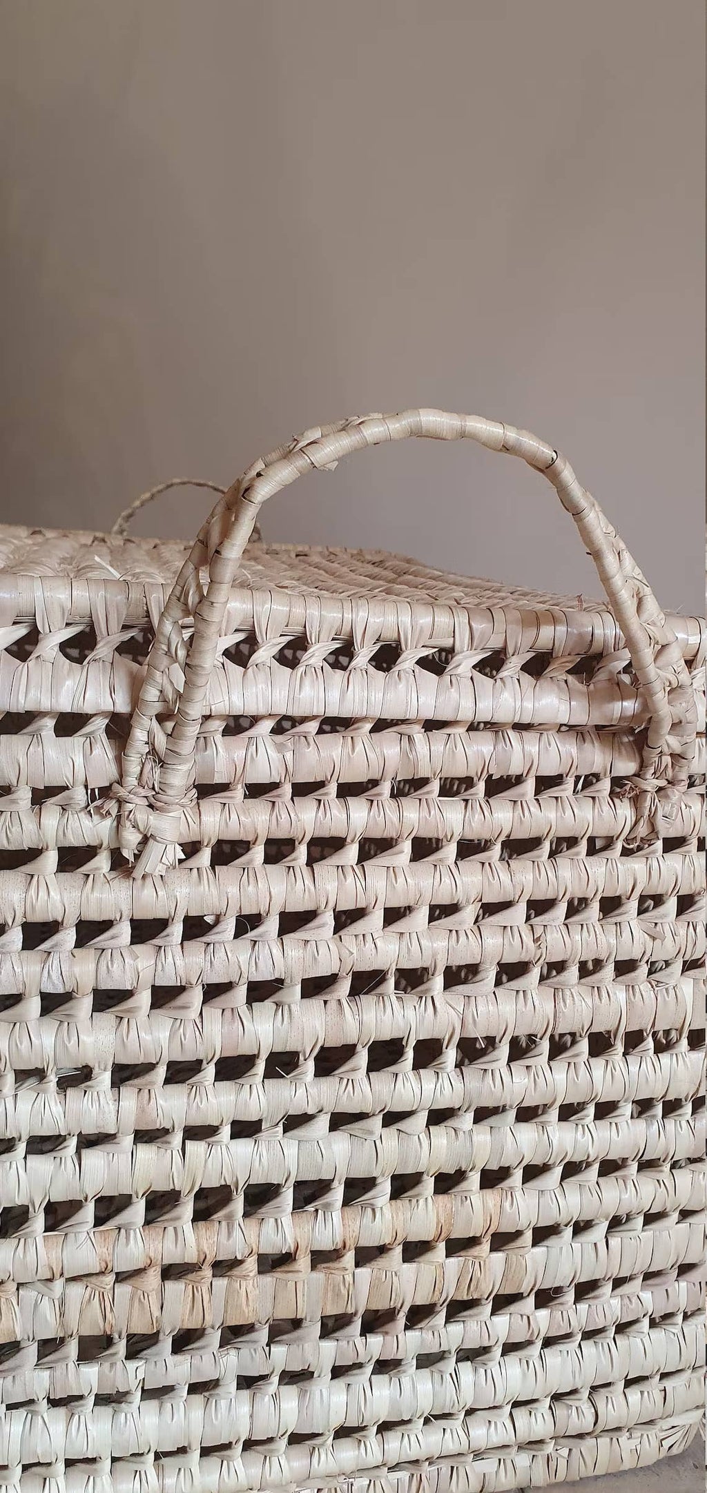 Wicker Storage Trunk -Palm Leaf Storage Chest Storage Basket
