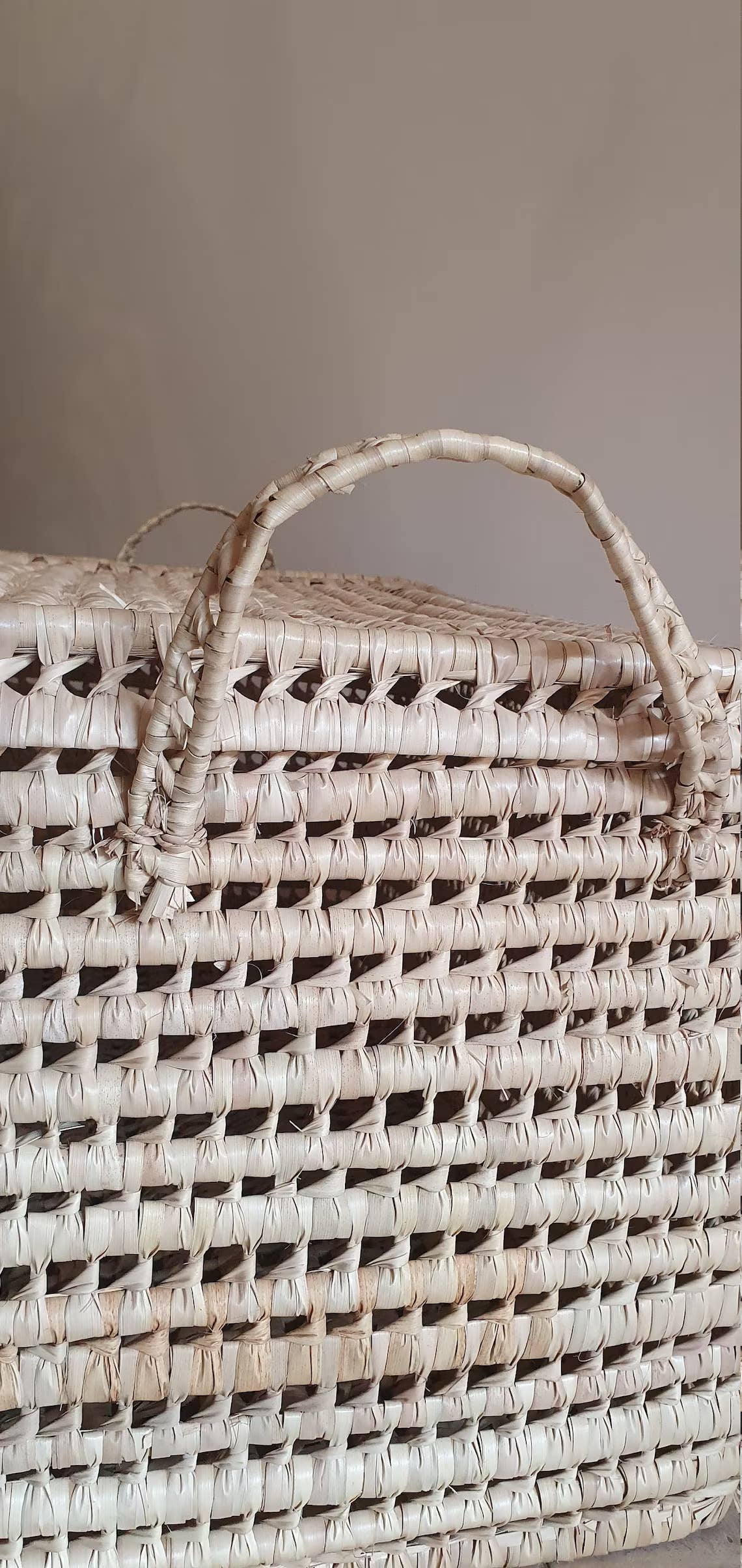 Wicker Storage Trunk -Palm Leaf Storage Chest Storage Basket