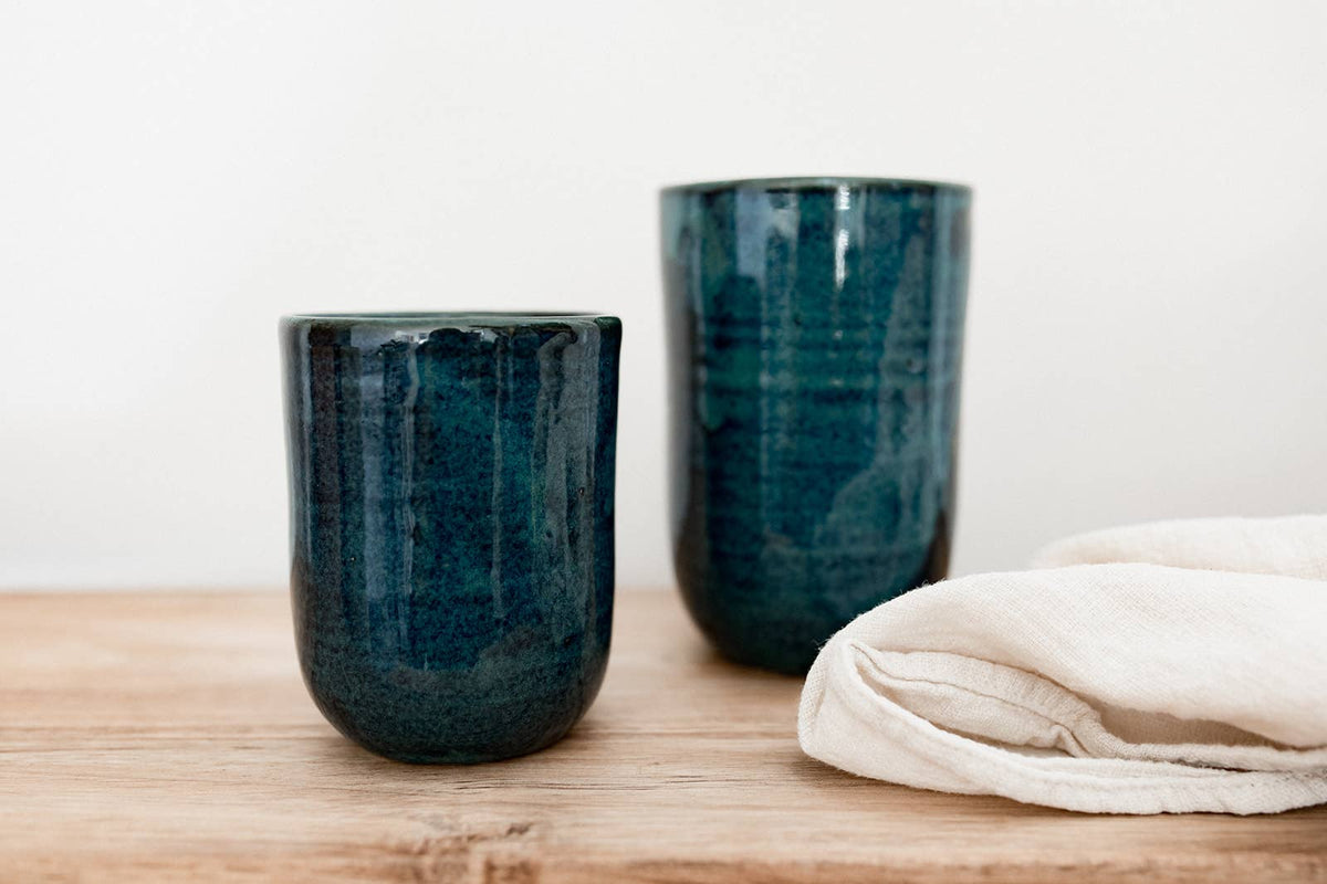 Handmade dark blue blue coffee tea cup