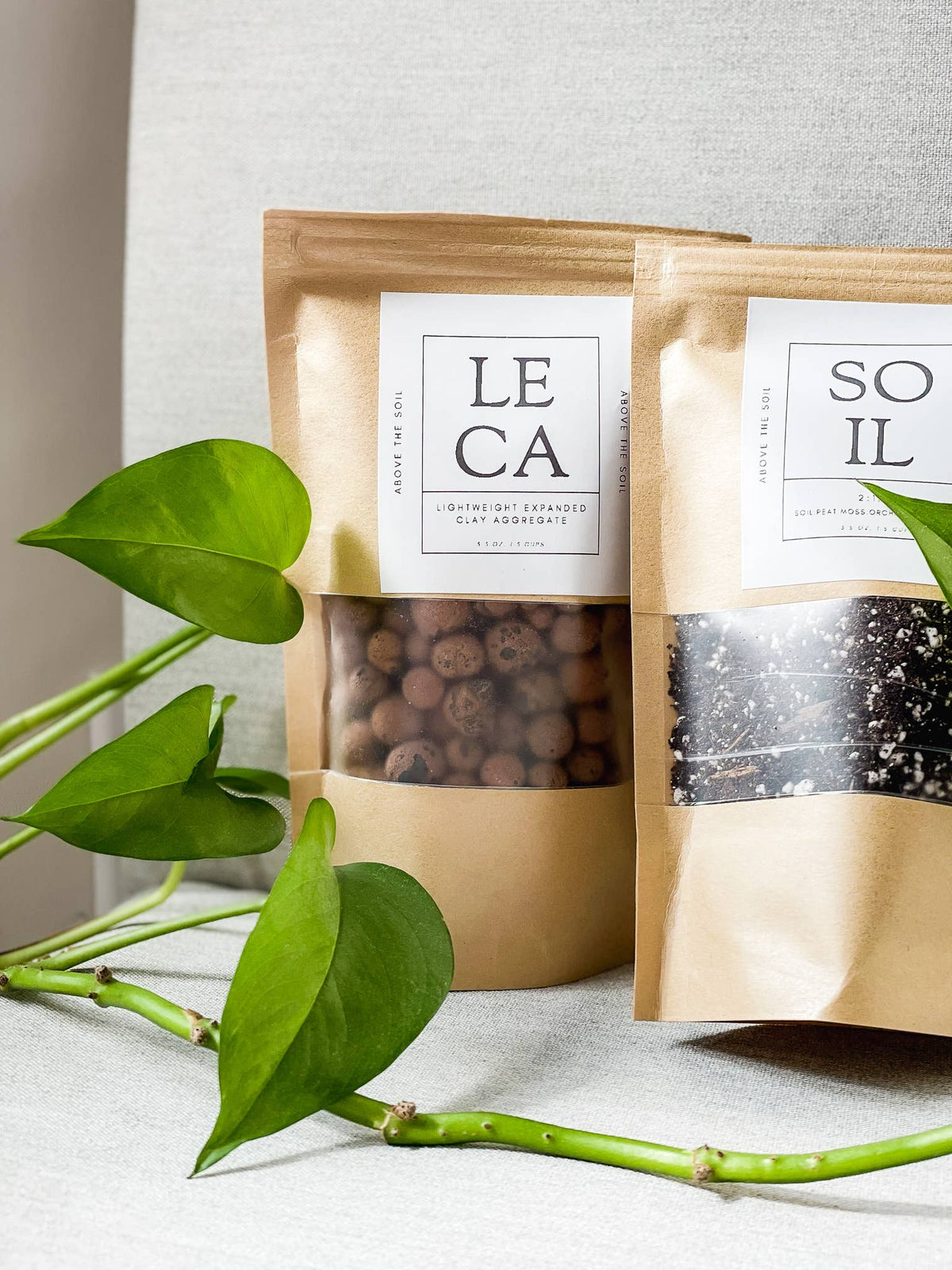 Chunky Potting Soil, Worm Castings, and LECA