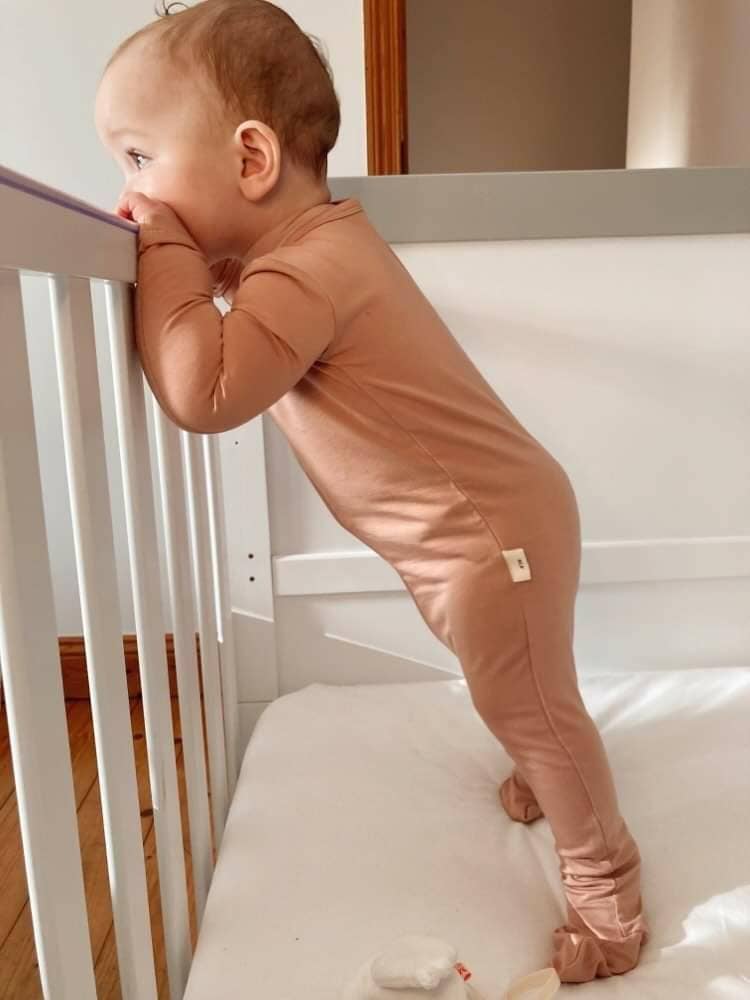 Bamboo Zipped Romper - Seashell