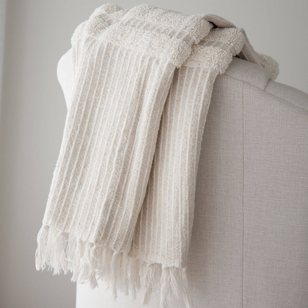 Blake Cotton Striped Throw Blanket – Cozy, Textured, Soft