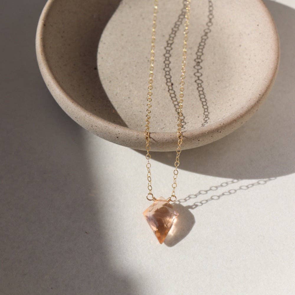 Champagne Quartz Necklace I Gemstone Pendant Necklace