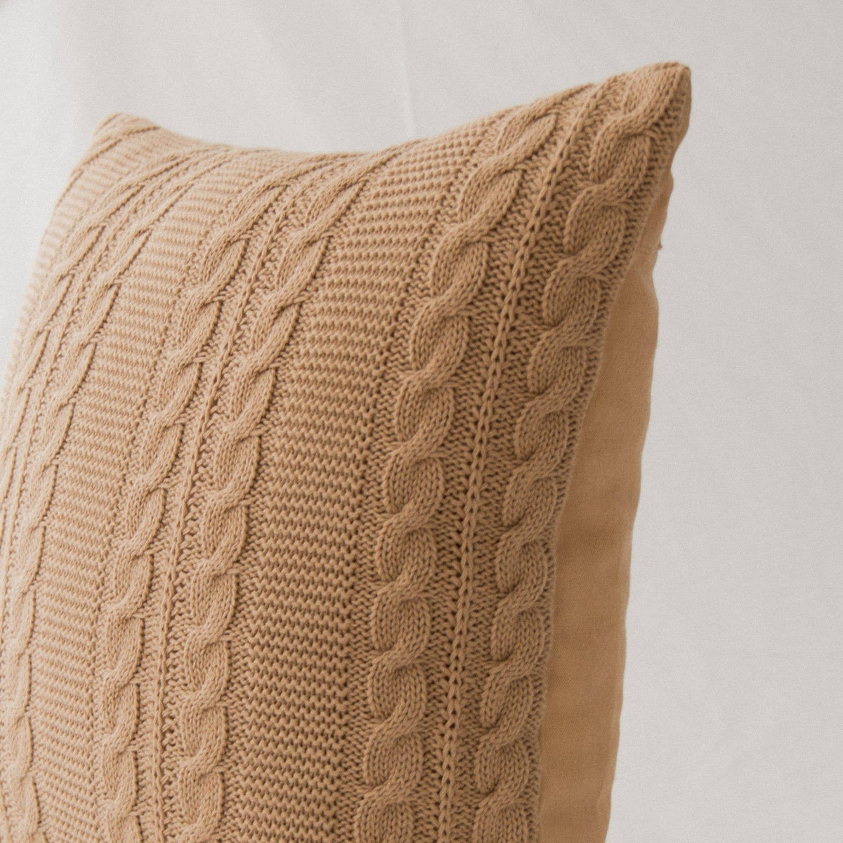Luna Cable Knit Cotton Pillow Cover – Soft, Textured