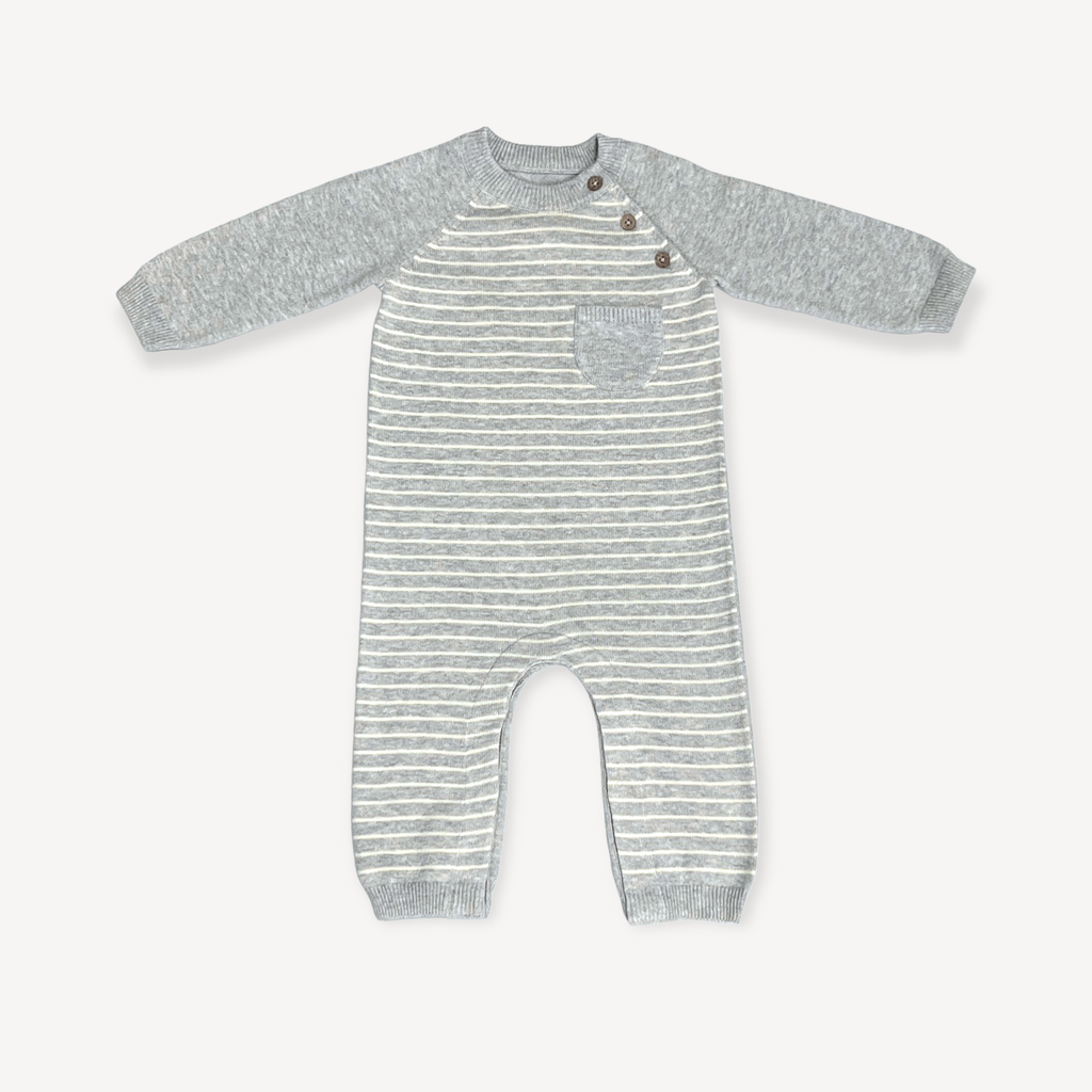 Milan Side Button & Pocket Knit Baby Jumpsuit (Organic)