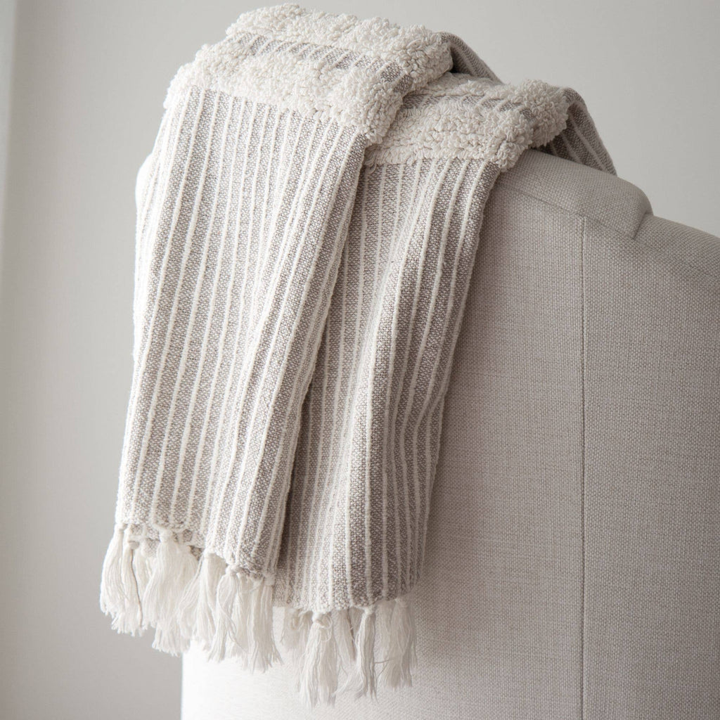 Blake Cotton Striped Throw Blanket – Cozy, Textured, Soft