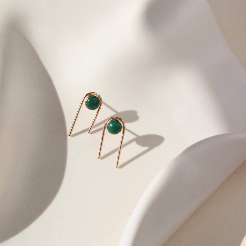 Arc Studs with Malachite