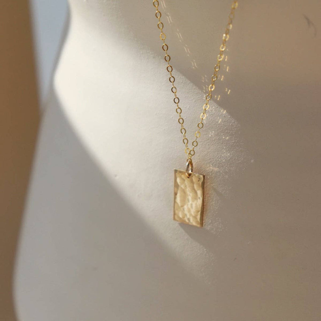 Box Charm Necklace in 14k Gold Fill or Sterling Silver 