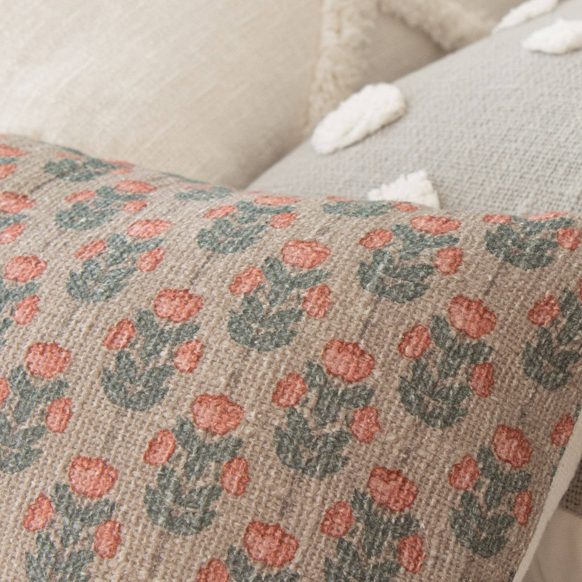 Zenni Vintage Petite Floral Pillow Cover in Oatmeal