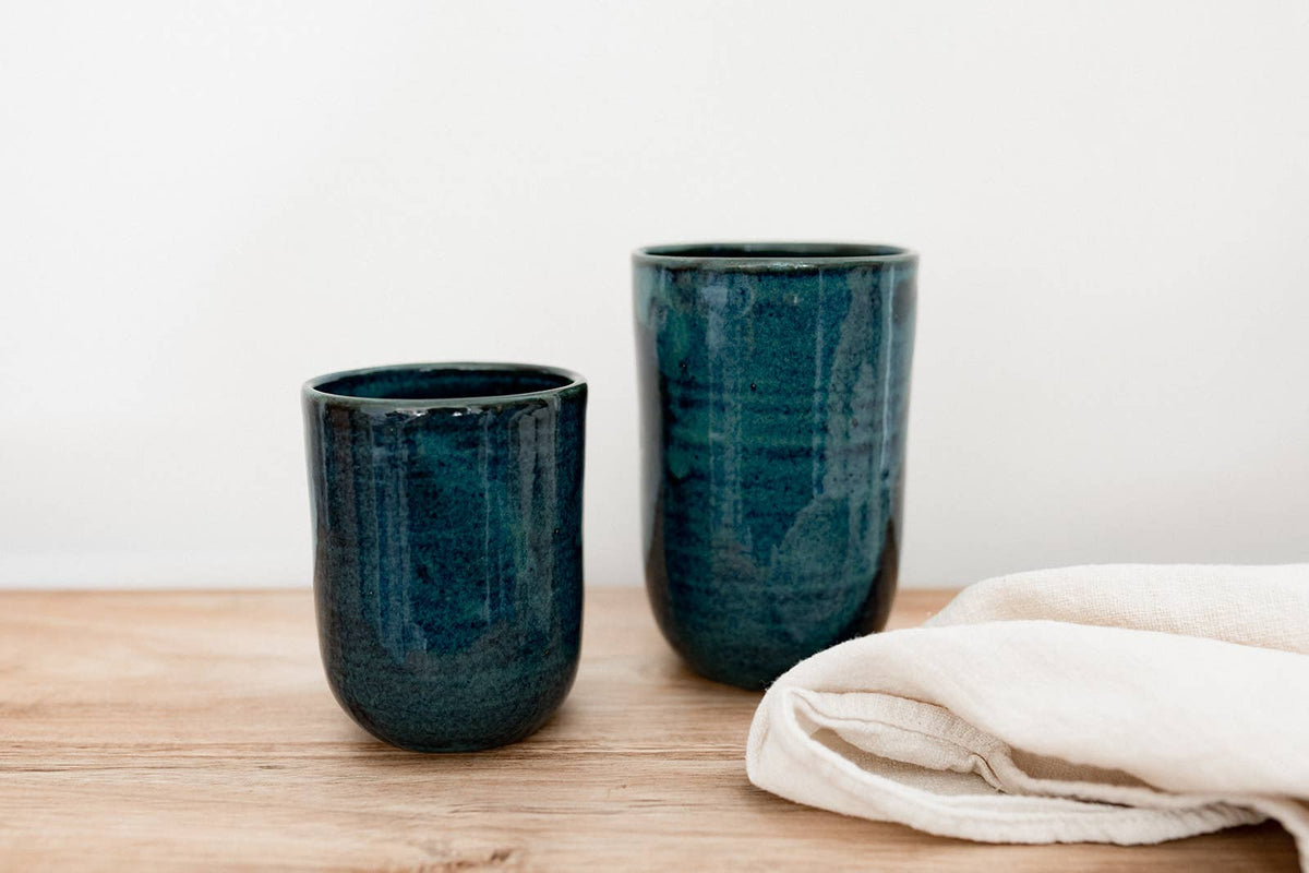 Handmade dark blue blue coffee tea cup