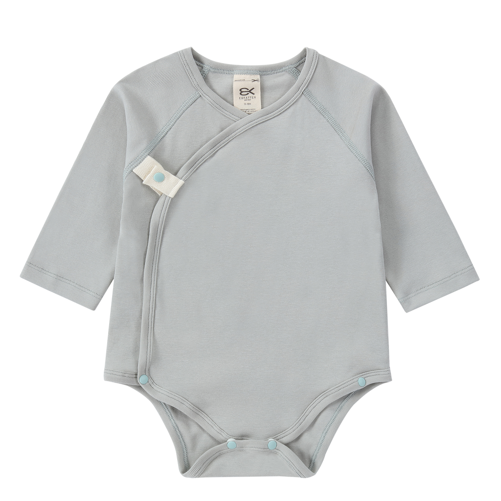 Organic Cotton Kimono Bodysuit  - Sky