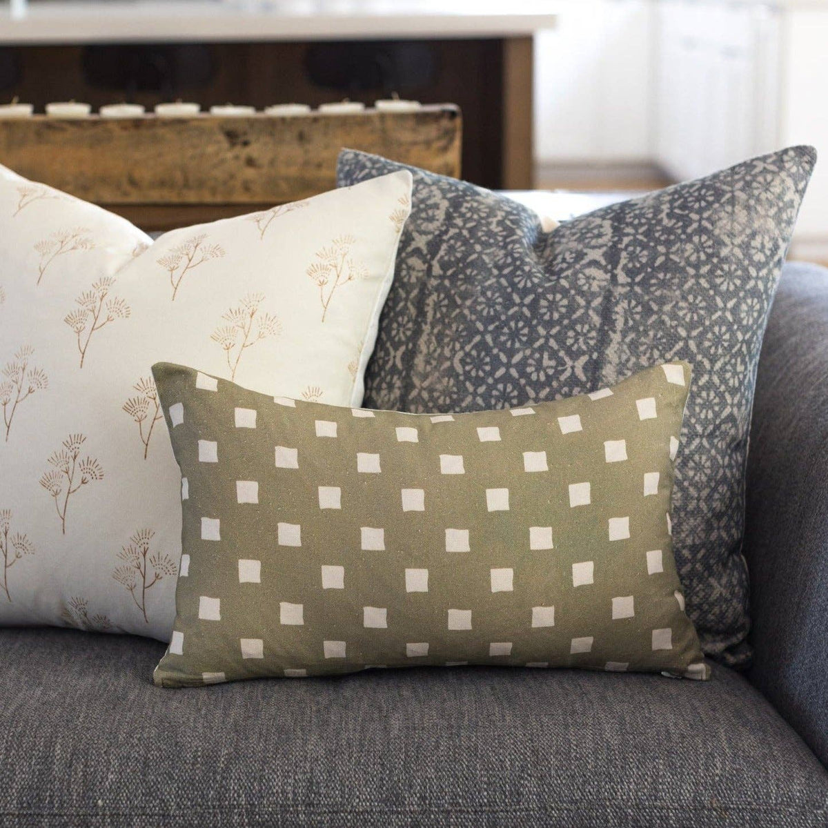 Olive Spaced Check - 18" | 22" | 12x20"