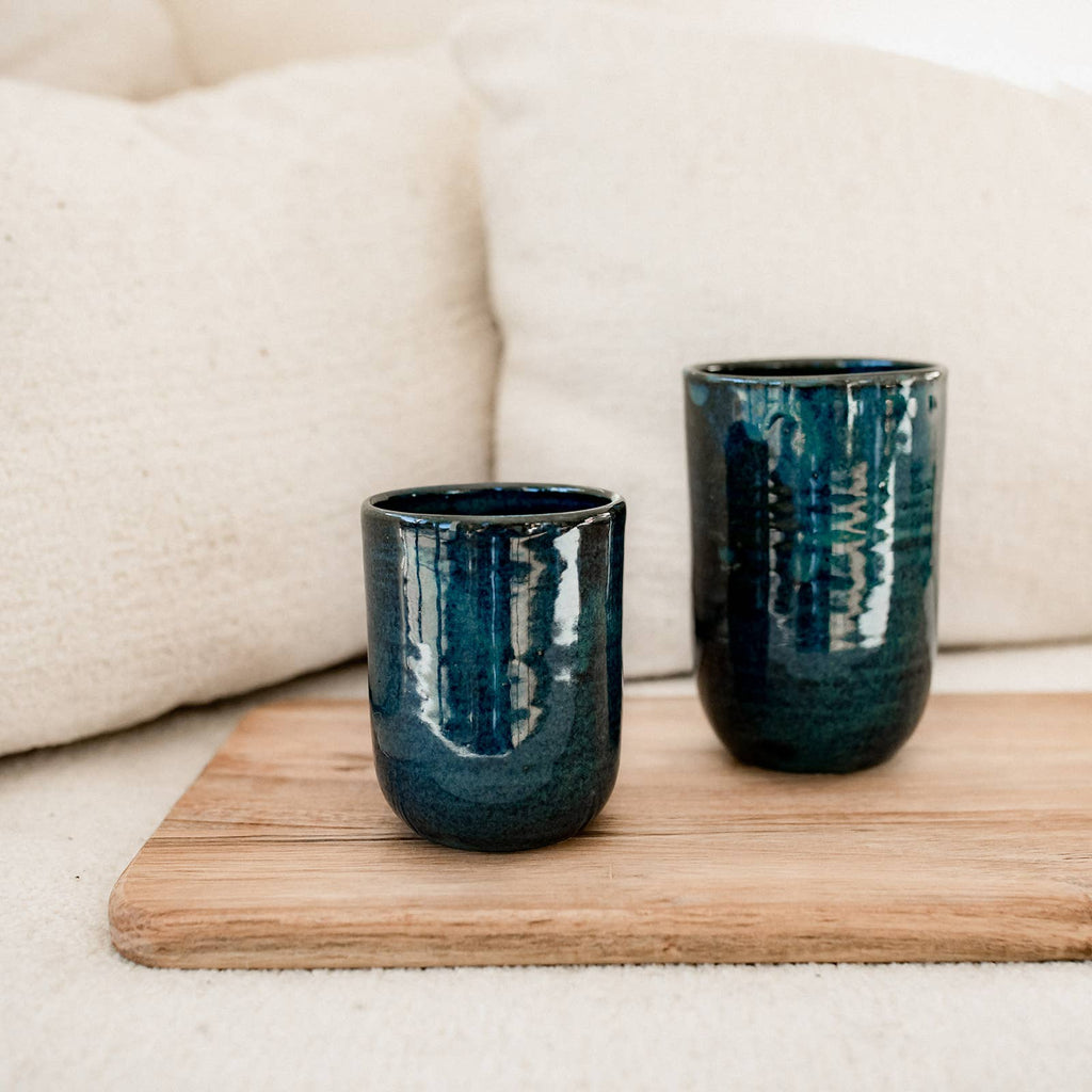 Handmade dark blue blue coffee tea cup