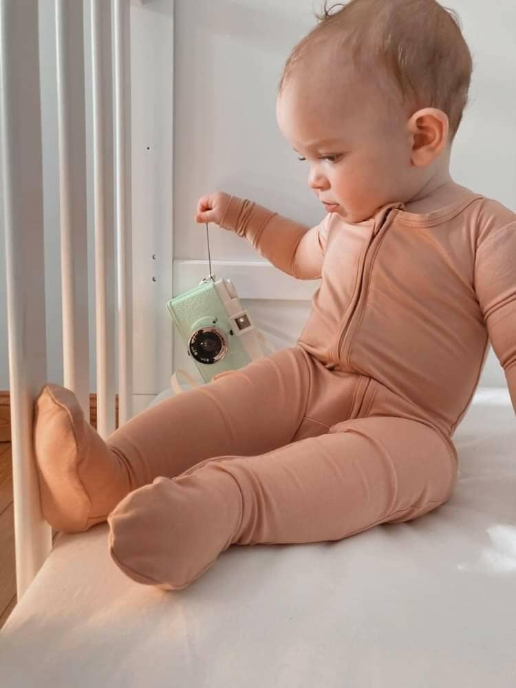 Bamboo Zipped Romper - Seashell
