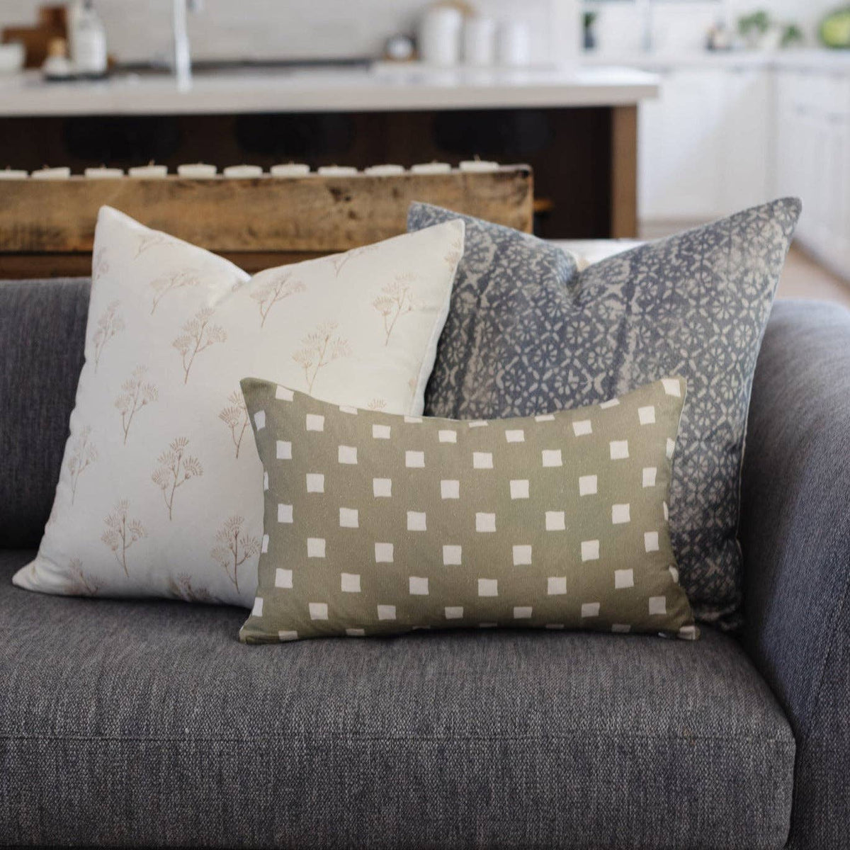 Olive Spaced Check - 18" | 22" | 12x20"