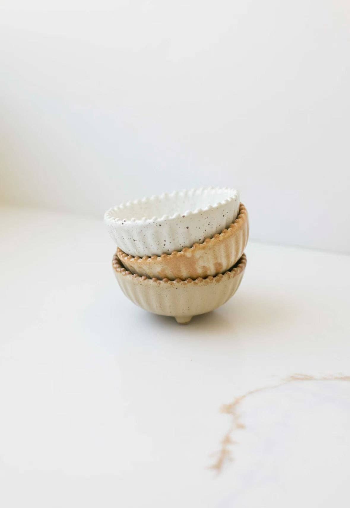 Ruffled Edge Ceramic Pinch Bowls