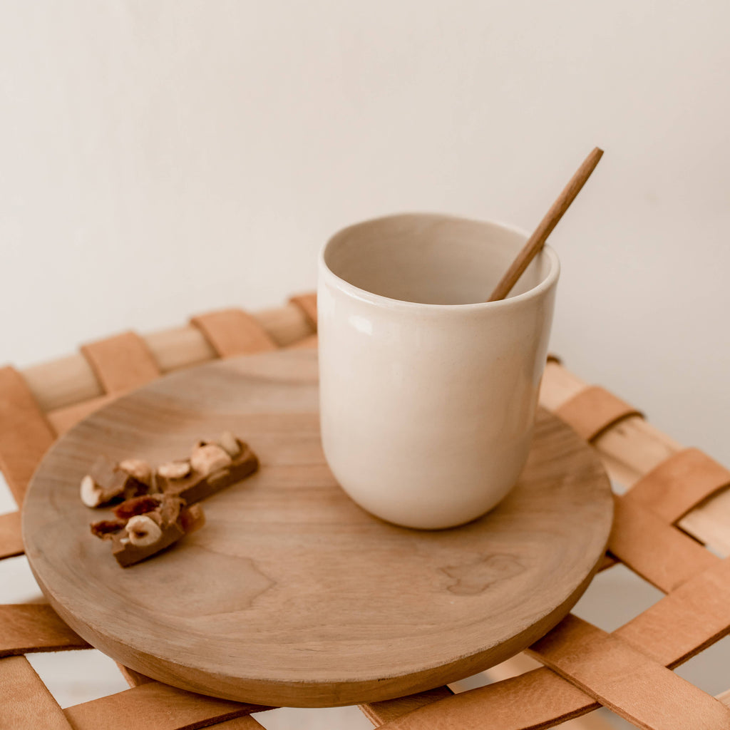 Handmade natural beige artisan coffee tea cup