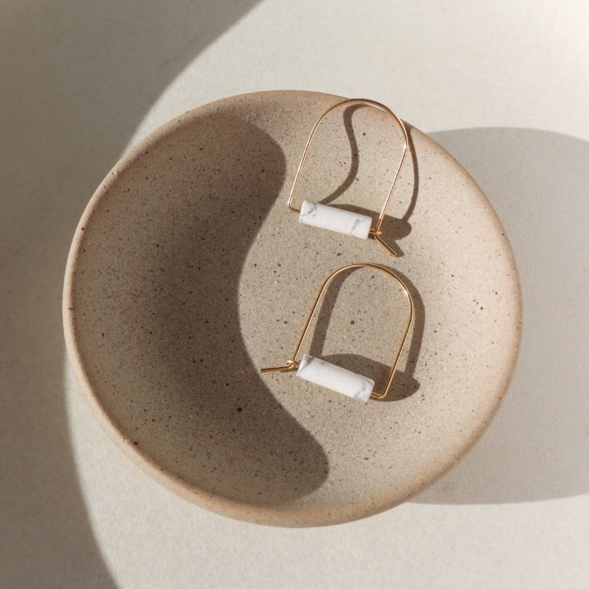 Howlite Gemstone Arches in 14k Gold Fill or Sterling Silver