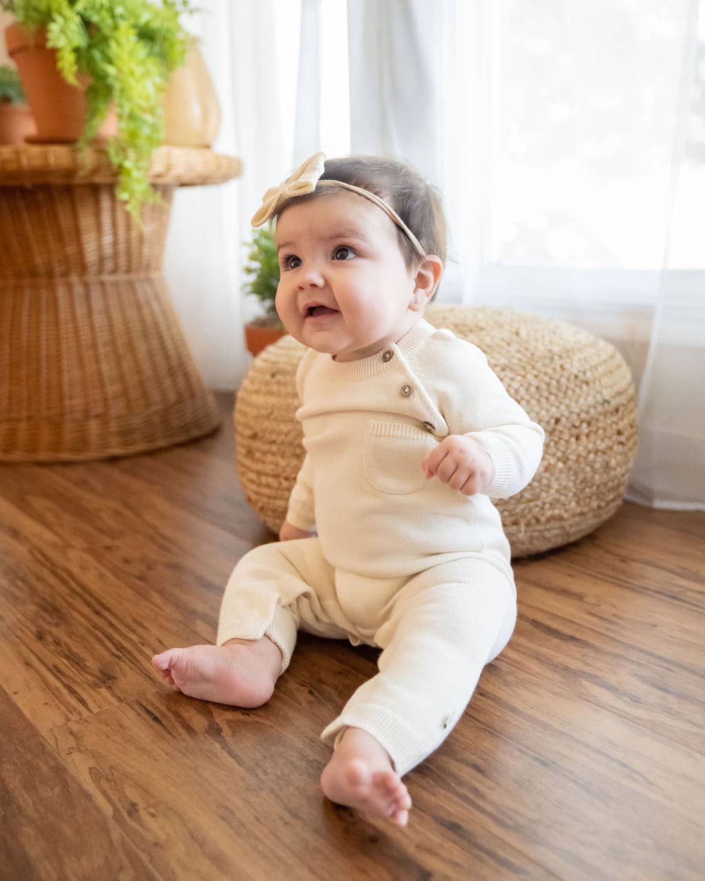 Milan Side Button & Pocket Knit Baby Jumpsuit (Organic)
