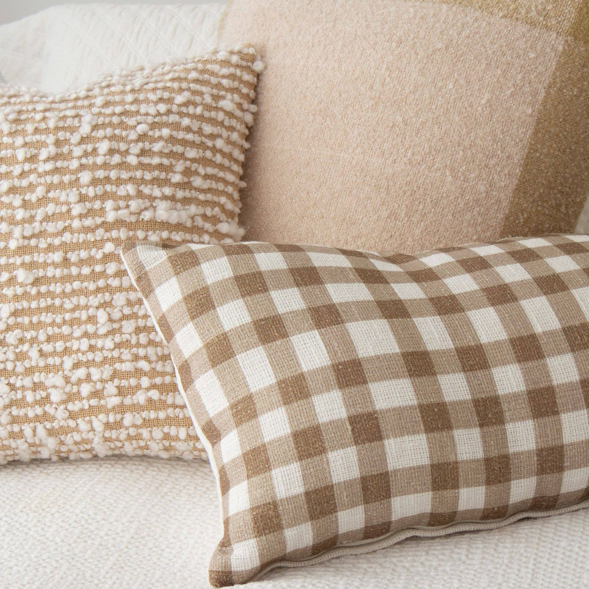 Oden Boucle Pillow Cover with Border – Textured, Decorative