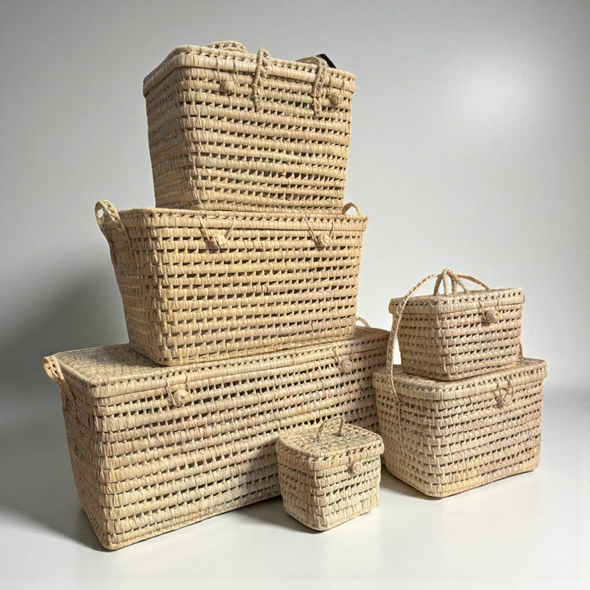 Wicker Storage Trunk -Palm Leaf Storage Chest Storage Basket