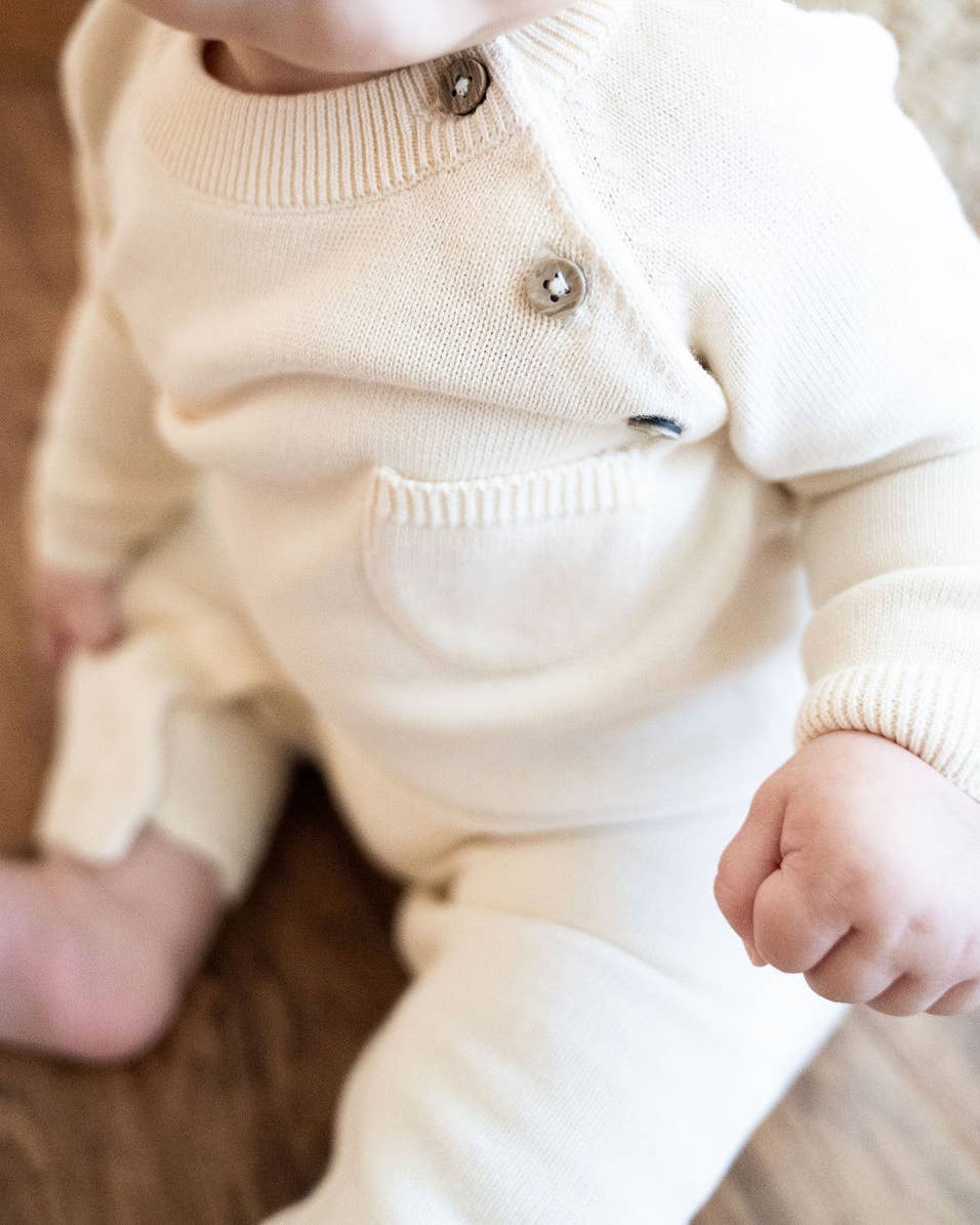 Milan Side Button & Pocket Knit Baby Jumpsuit (Organic)