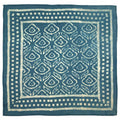 Block Printed Bandana - Indigo Floral Leaves Square Border