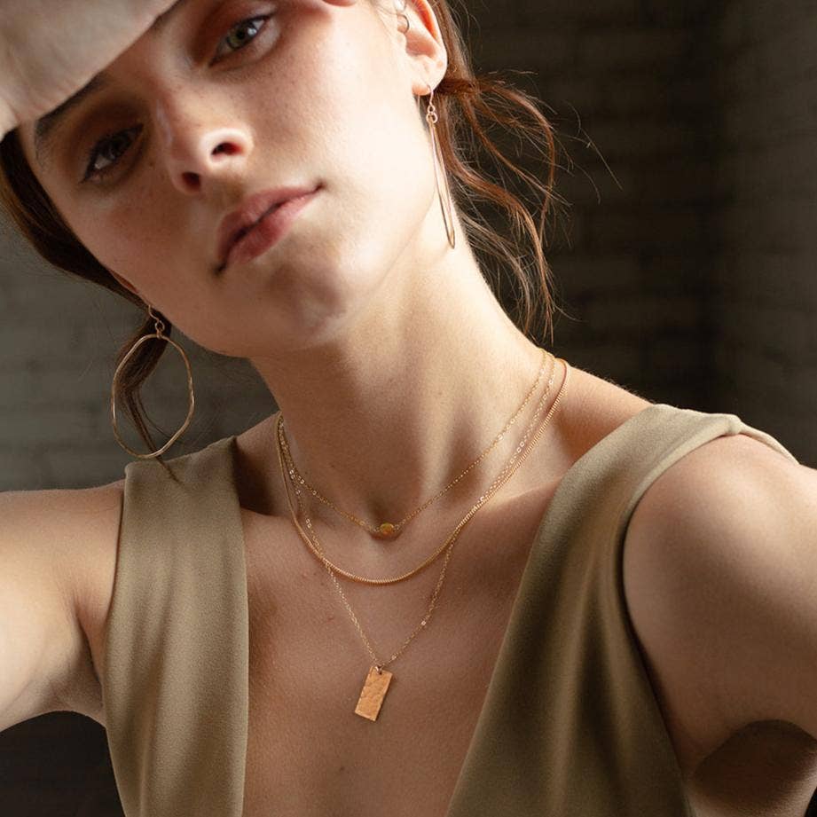 Box Charm Necklace in 14k Gold Fill or Sterling Silver 