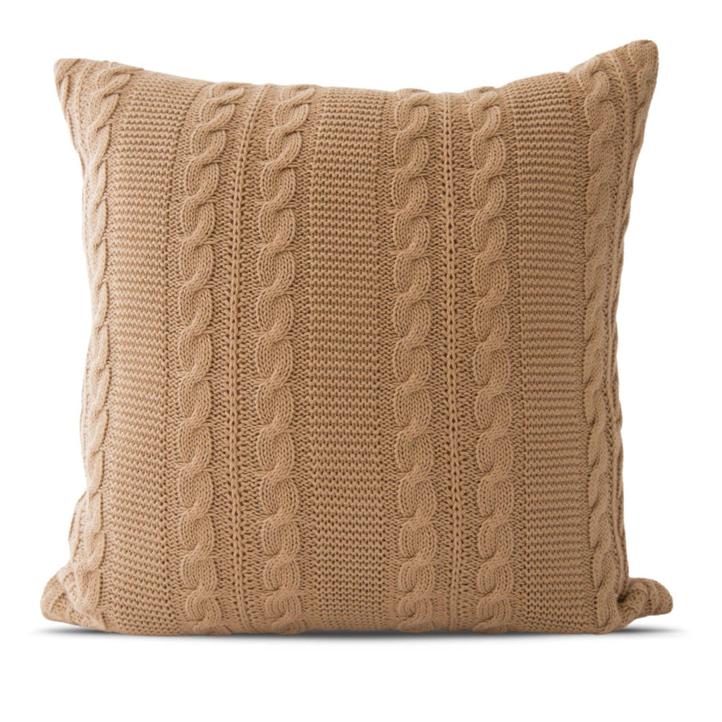 Luna Cable Knit Cotton Pillow Cover – Soft, Textured