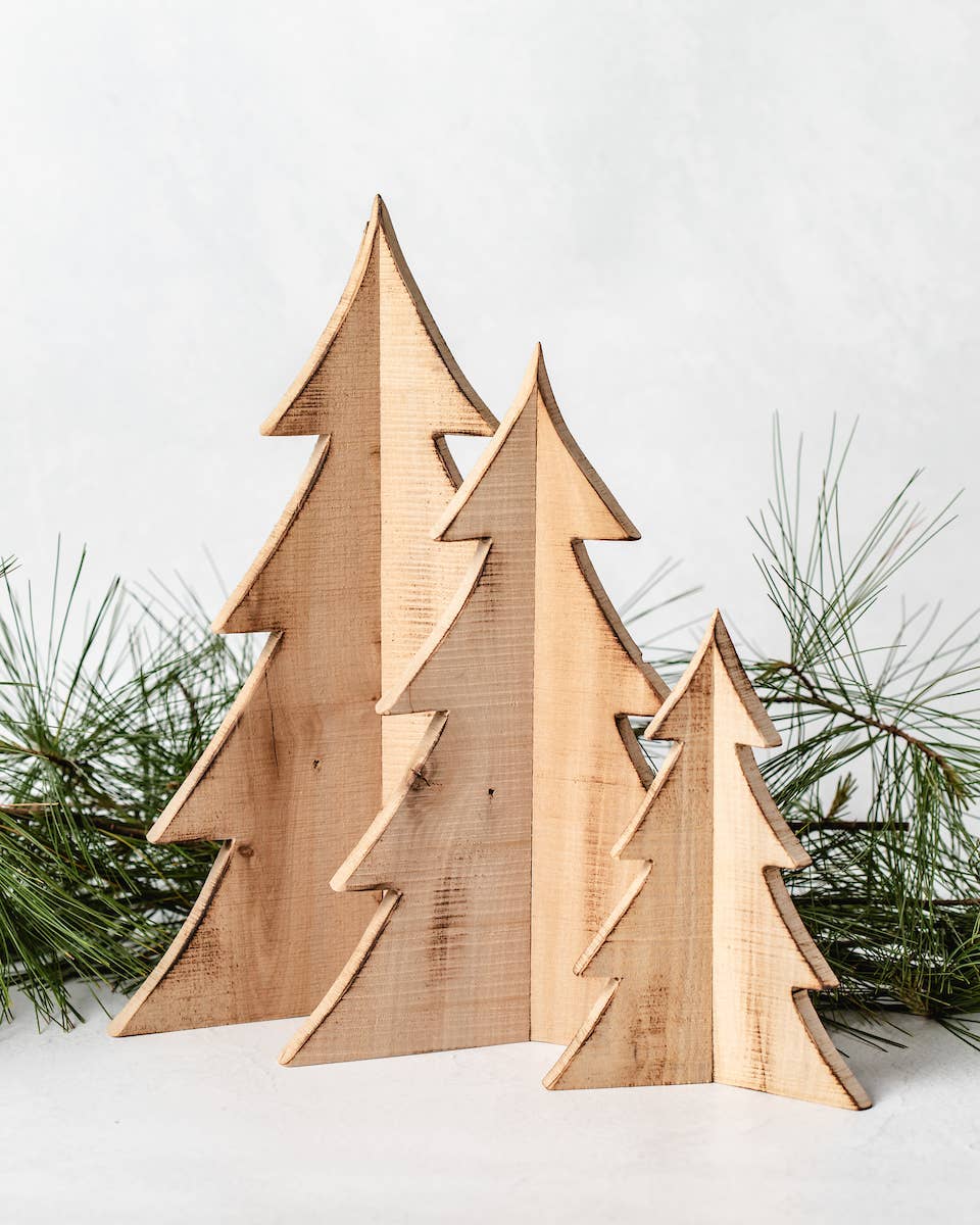 Wood Tree Set Winter Decor | Made In USA