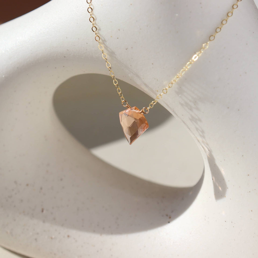 Champagne Quartz Necklace I Gemstone Pendant Necklace