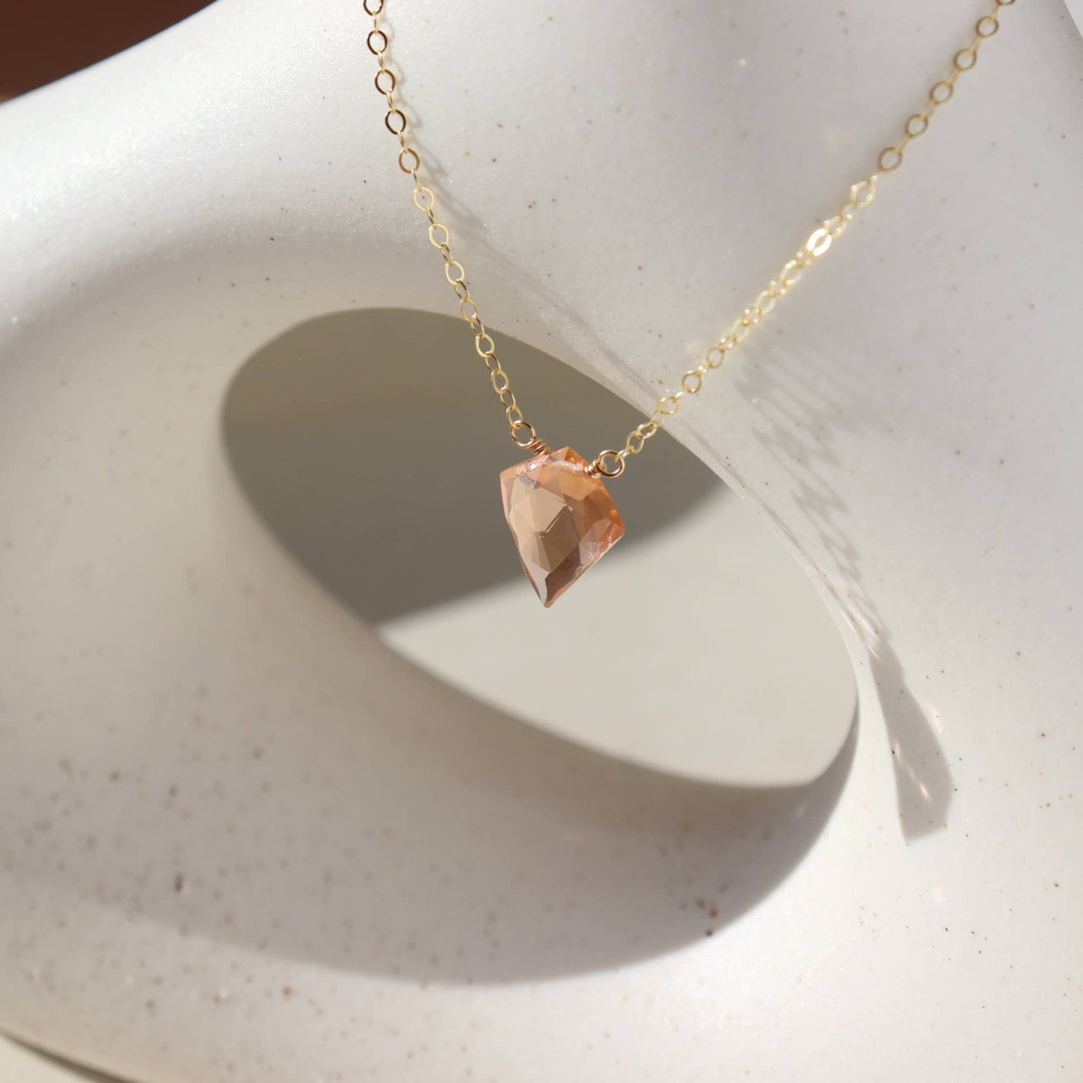 Champagne Quartz Necklace I Gemstone Pendant Necklace