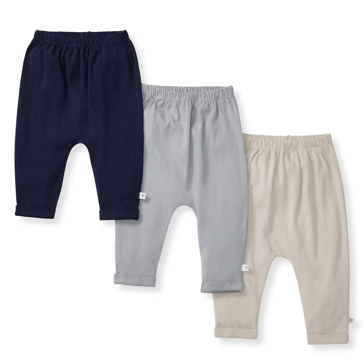 Solid Organic Cotton Baby Pants 3 Pack - Midnight