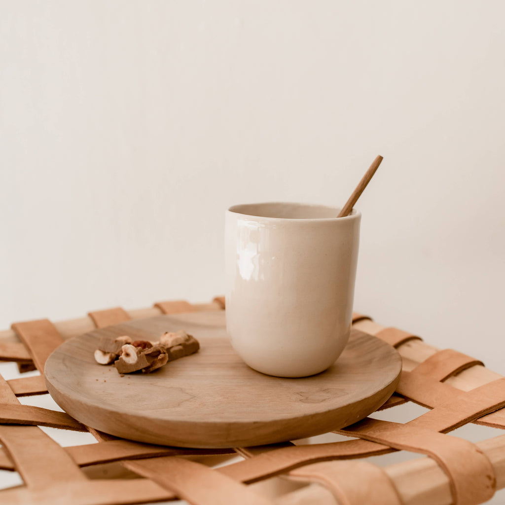 Handmade natural beige artisan coffee tea cup