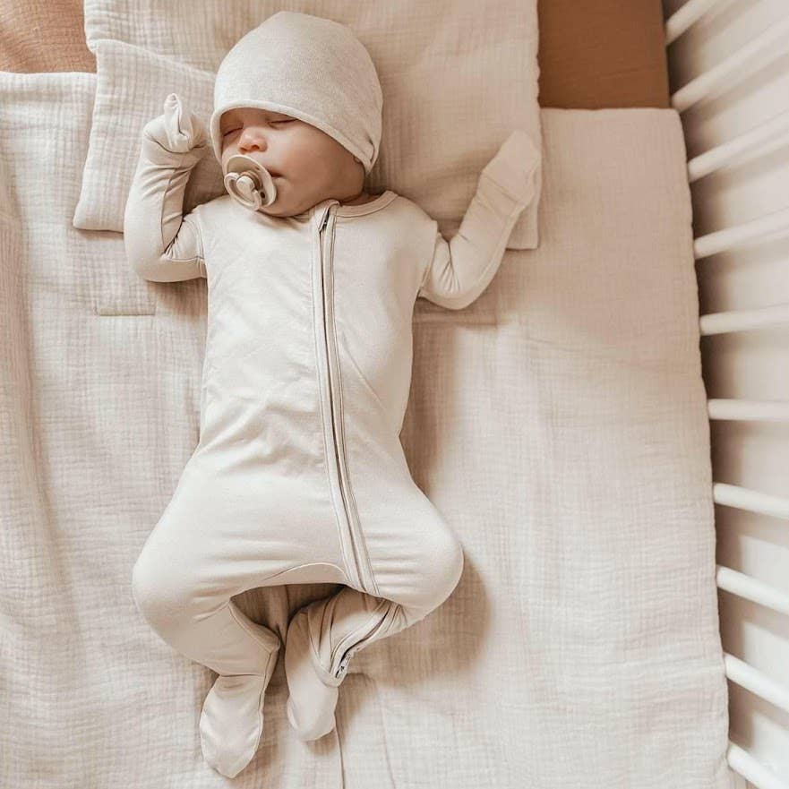 Bamboo Zipped Romper - Latte