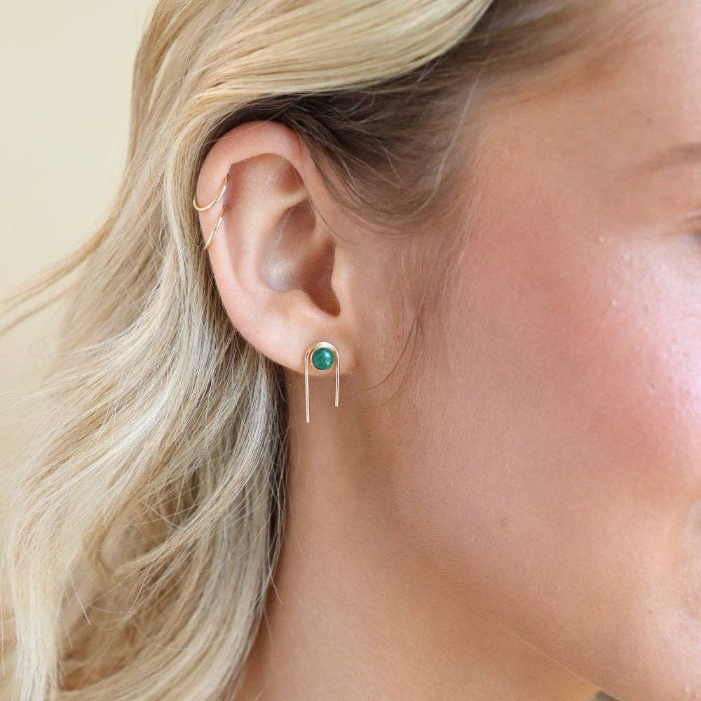 Arc Studs with Malachite