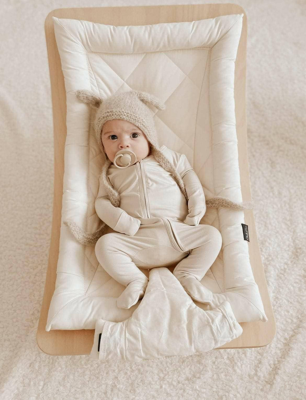 Bamboo Zipped Romper - Latte