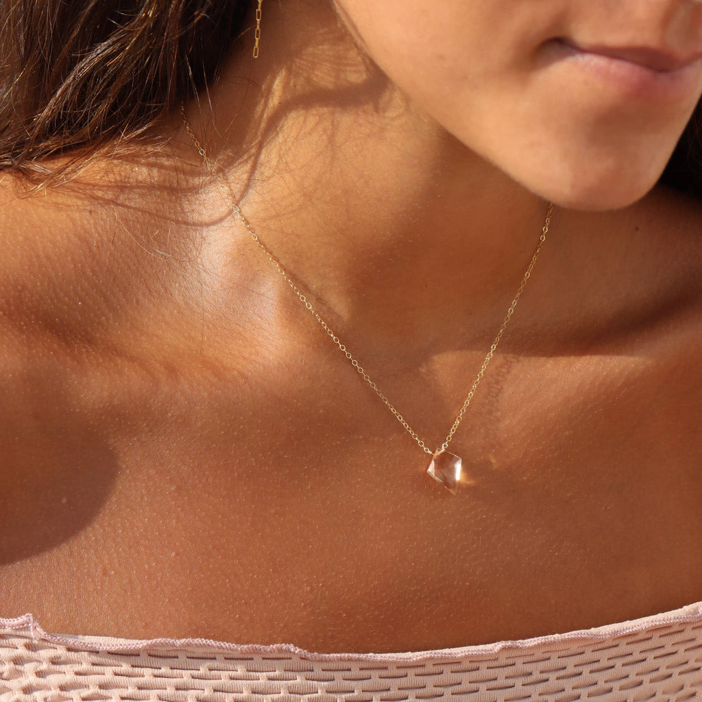 Champagne Quartz Necklace I Gemstone Pendant Necklace