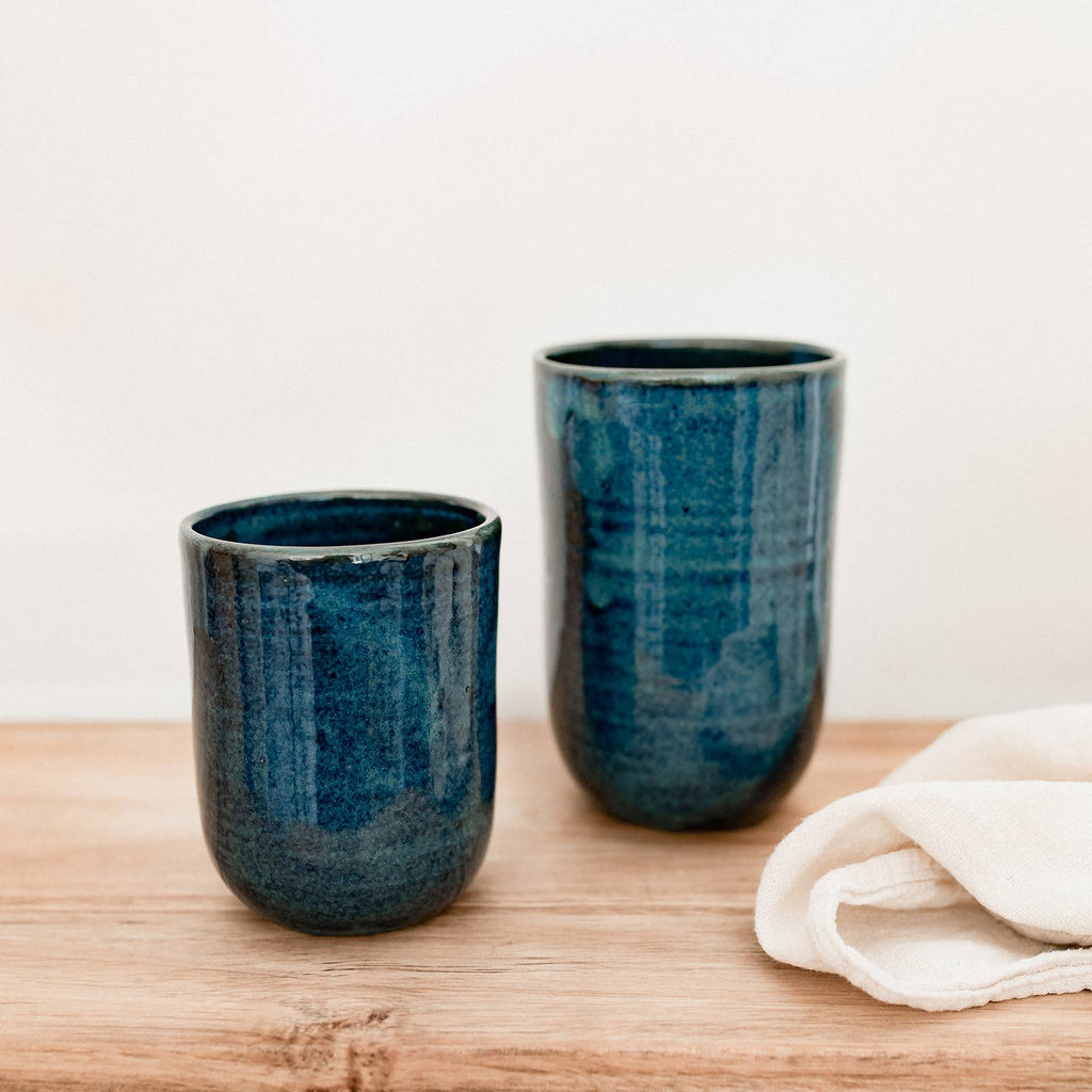 Handmade dark blue blue coffee tea cup