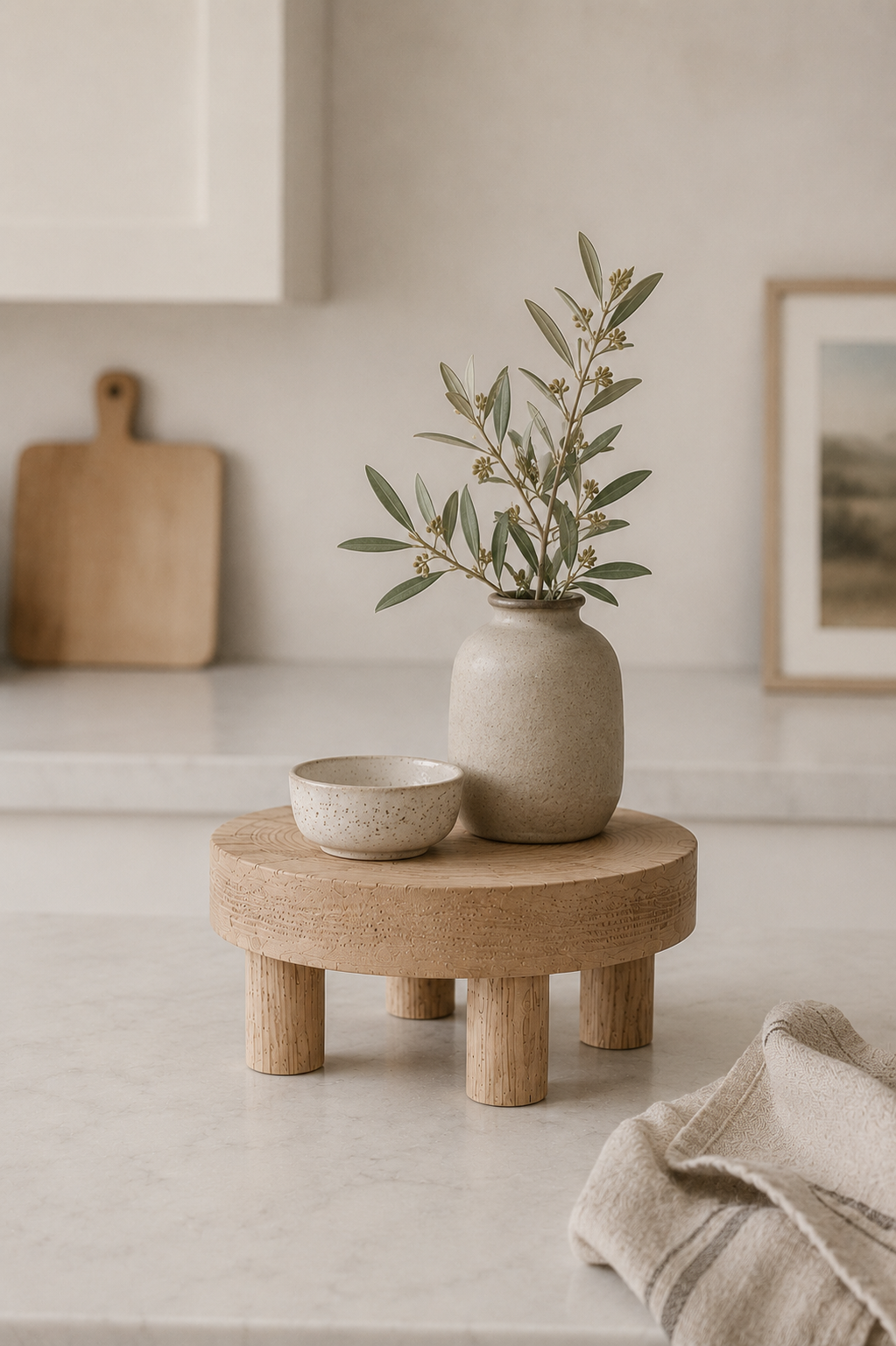 Round Reclaimed Wood Riser Stand | Made In USA
