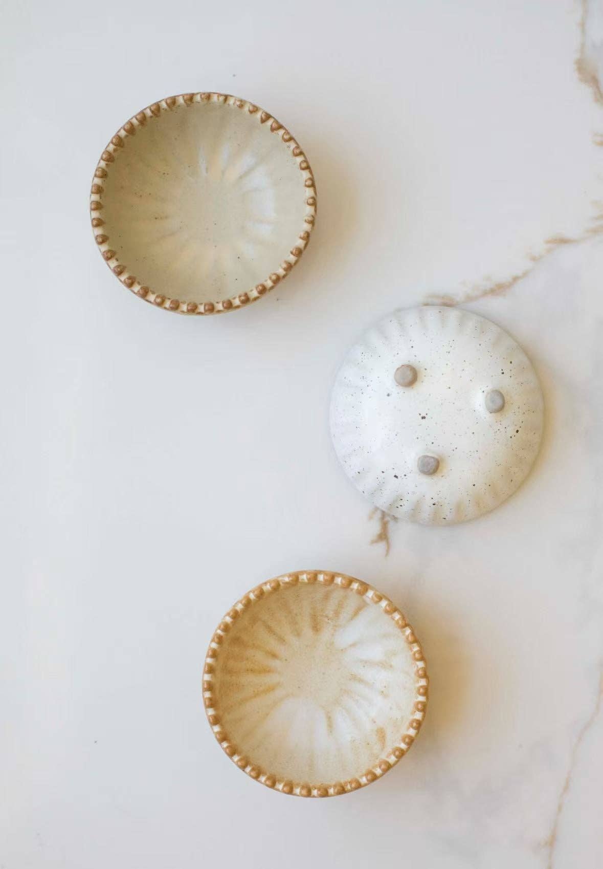 Ruffled Edge Ceramic Pinch Bowls