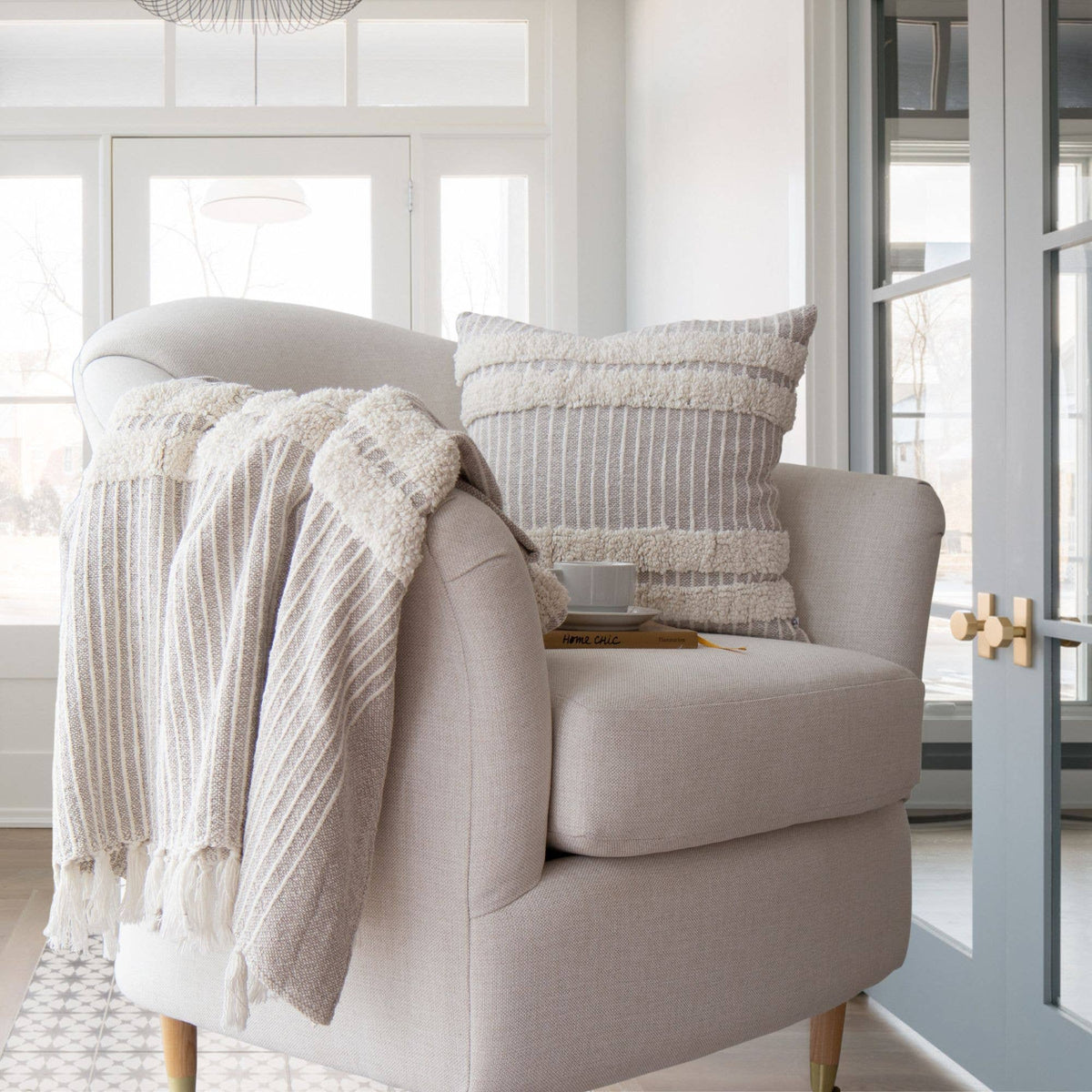 Blake Cotton Striped Throw Blanket – Cozy, Textured, Soft