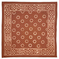 Block Printed Bandana - Brown Circles and Geometric Border