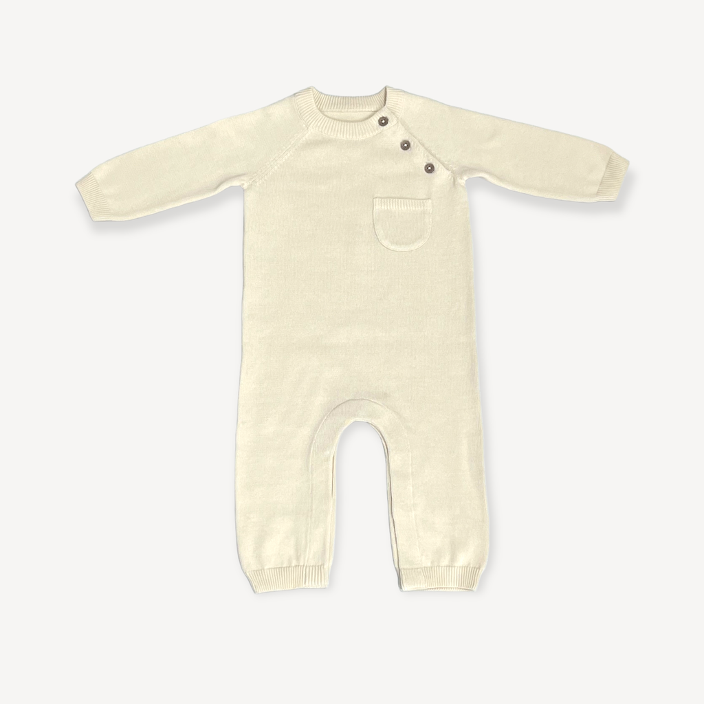 Milan Side Button & Pocket Knit Baby Jumpsuit (Organic)