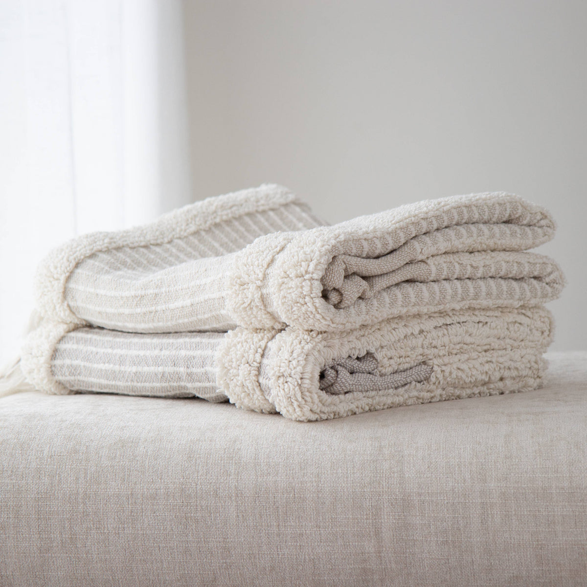 Blake Cotton Striped Throw Blanket – Cozy, Textured, Soft